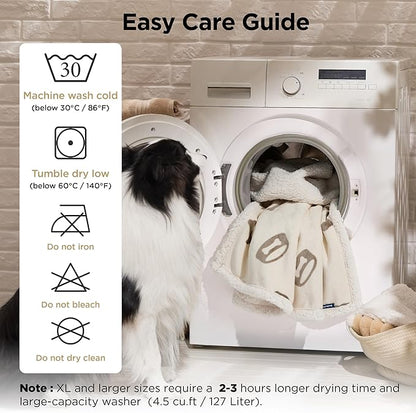 Bedsure Waterproof Dog Blankets for Medium Dogs Washable - Soft Print Sherpa Fleece Puppy Cat Blanket, Cozy Plush Reversible Throw Furniture Protector for Pet Kitten Doggy, 30"X40", Beige