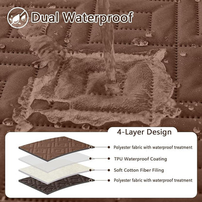 hyha Waterproof Dog Blanket, Soft Pet Bed Blankets, Waterproof Sofa Couch Cover for Dogs Washable, Reversible Pet Couch Covers for Sofa Furniture (52x82 Inch, Brown/Chocolate)