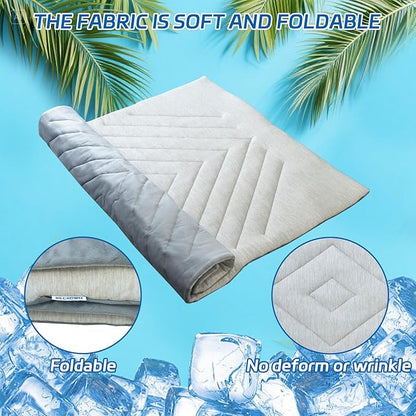 Dog Cooling Mat Self Coolings Foldable Cooling Pad for Dog in Summer Coolings Mat for Dogs and Cats Machine Washable (Rectangle,Gray, Medium-36 L x 23" W)