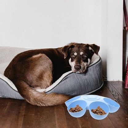 Puppy Litter Bowl Cat Bowls Dog Food Water Bowls Flower Shaped 6 Bowls Pet Feeding Dish Multiple Cat Feeder Dog Treats Dispenser for Puppy Kitten Blue Feeding Station