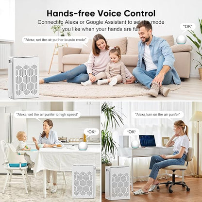 DAYETTE Air Purifiers for Home Large Room Up to 2400 Ft² with Fragrance, Smart WiFi Alexa Control,Auto Mode, HEPA 14 Air Purifier with Washable Prefilter for Bedroom, Dorm Room, Pets, Office