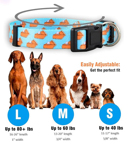 Native Pup Thanksgiving Dog Collar- Fall Collars for Dogs- Autumn Leaf, Turkey, Pumpkin Pie, Holiday Leaves- Girl Boy Puppy- Adjustable for Small, Medium, Large Breeds (Pumpkin Pie, Large)
