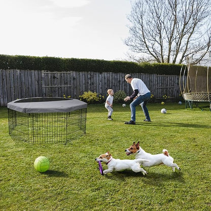 PETIME Foldable Metal Dog Exercise Pen/Pet Puppy Playpen Kennels Yard Fence Indoor/Outdoor 8 Panel 24" W x 30" H with Top Cover (with top Cover, 8 Panels 30" H)