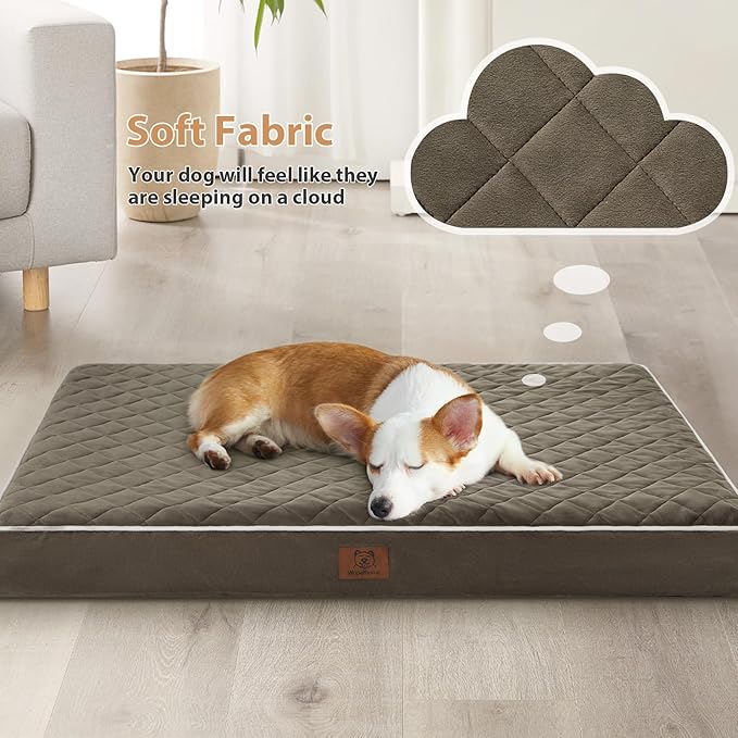 WNPETHOME Orthopedic Dog Bed for Crate, Waterproof Extra Large Dogs Bed with Removable Washable Cover, Multi-Needle Quilting Dogs Crate Beds