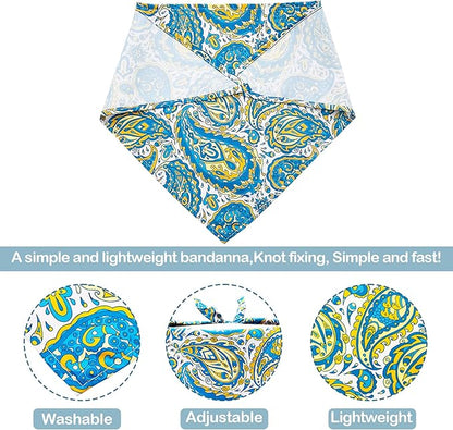 30 Pcs Paisley Bandanas for Dog Polyester Print One Side Bandana Bulk for Small Medium Dogs Breed Reversible Stitch Bandana Grooming M