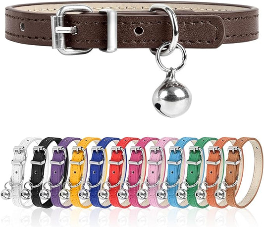 XS Dog Collar for Teacup Adjustable Teacup Dog Collar for Small Medium Large Dogs 3/8 inch Width (Brown, XS)