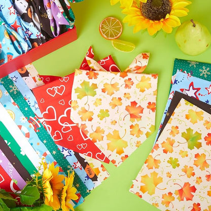 Weewooday 50 Pcs Holiday Dog Bandanas Bulk for Valentine's & St. Patrick's Day, Easter Happy Birthday Summer Soft Bibs Adjustable Triangle Bandana for Small Medium Large (25.6 x 17.7 x 17.7 Inch)