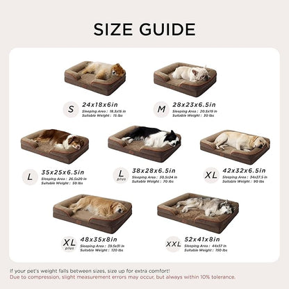 Bedsure L Plus Orthopedic Dog Bed for Large Dogs - Washable Dog Cat Bed Waterproof, L Plus Big Comfort Dogs Couch Sofa with Washable Removable Cover, Pet Bed with Nonskid Bottom, Brown, 38"