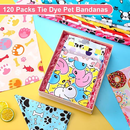 Amylove 120 Pcs St. Patrick's Day Dog Bandanas Bulk Holiday Triangle Dog Pack Puppy Kerchief Bandana Adjustable Spring Pet Scarf for Pet Cat Costume Accessories Decor(Cartoon)