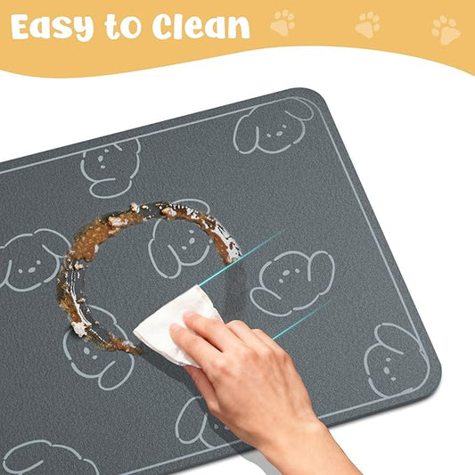 Dog Food Mat, Diatom Ooze Cat Water Mats Non Slip for Floors Waterproof and Water Absorption, Easy to Clean-Dog (15.5" H*23.5" L)
