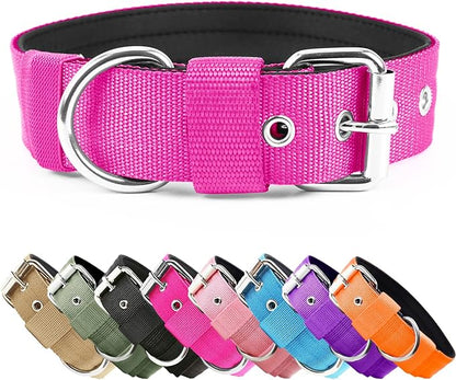 Heavy Duty Tactical Dog Collar - 1.5" Width Military Durable Thick Nylon with Adjustable Metal D Ring & Buckle Working Training K9 Collar for Medium Large Dogs (M(17"-20"), Hot Pink)
