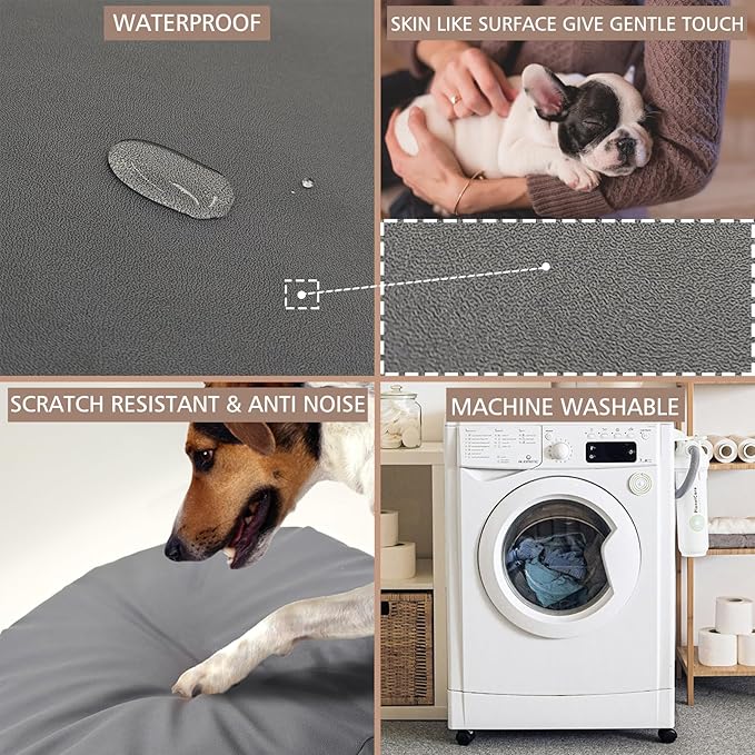 Dog Bed Cover Waterproof Replacement Machine Washable Covers for Dog Bed Heavy Duty Scratch Resistant Mattress Protector Pet Bed 36x27 Inch Grey Cover Only