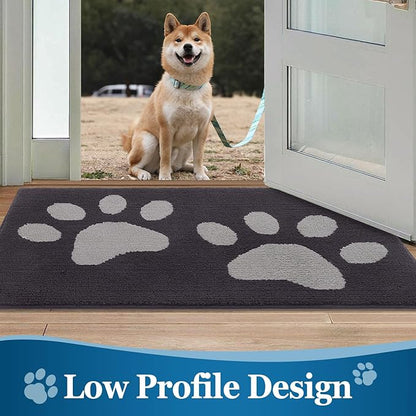 Buganda Dog Door Mat for Muddy Paws, Absorbent Dirt Trapper Washable Indoor Doormats, Non Slip Low-Profile Mud Mat for Dogs, Front Entrance Doormat for Inside Floor (59x20 Inches, Dark Grey)
