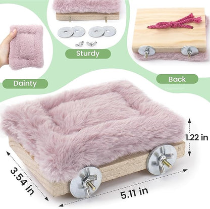 Bird Hammock Bed for Cage Parrot Perch Wooden Parakeet Sleeping Platform Winter Accessories