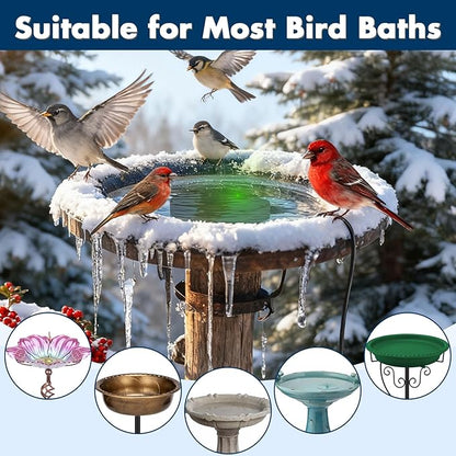 2 Pack Outdoors 100W Bird Bath Heater for Winter,Birdbath Deicer Pond De-icer Thermostatically Controlled Birdbaths Water Heater with 5.9 Ft Power Cord and Working Indicator Light