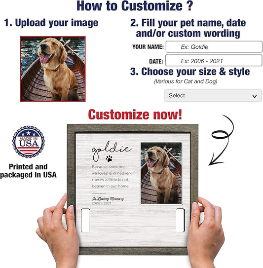 Customized Dog Collar Frame Memorial Pet Loss Sign for Dogs Lovers Gifts With Heartfelt Sentimental Quote For Someone Who Lost A Pet Keepsake Picture Frame Remembrance Decor Wall Remembrance