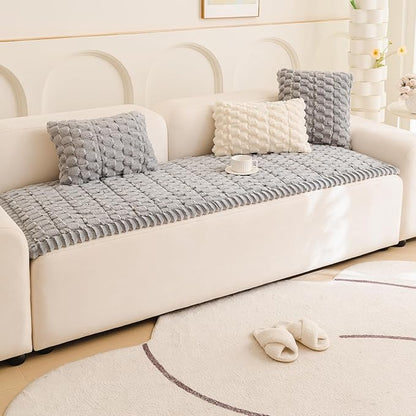 Couch Cover for Dogs Fuzzy Sofa Covers for Pet, Geometric Jacquard Coral Pet-Friendly Washable Non-Slip Sofas Slipcover Cushion Protector Pets Mat Dog Bed Mats Dim Gray 27.6”x 59.06”