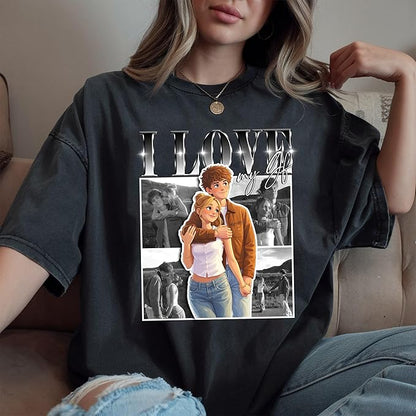 Custom Bootleg Rap Tee, Personalized Girlfriend Vintage Graphic T-Shirt, Photo Shirt, Valentine Birthday Gifts