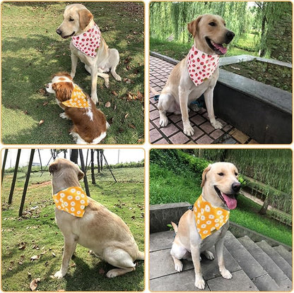 Summer Spring Dog Bandanas 2PCS, Premium Durable Fabric Dog Scarf Bid Handkerchief Bandanas for Boy Girl Small Medium Large Dogs (Medium)