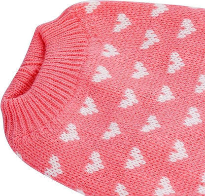 Dxhycc Dog Knitted Sweater Dog Heart Sweater Puppy Sweater Warm Soft Pet Holiday Clothes for Medium Cats and Dogs (Pink, M)