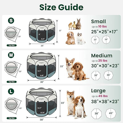Love's cabin Pet Puppy Dog Playpen, Small Dog Tent Crates Cage Indoor/Outdoor, Portable Playpen for Cat, Foldable Pop Up Dog Kennel Playpen with Carring Case, Removable Zipper Top, Moss Green