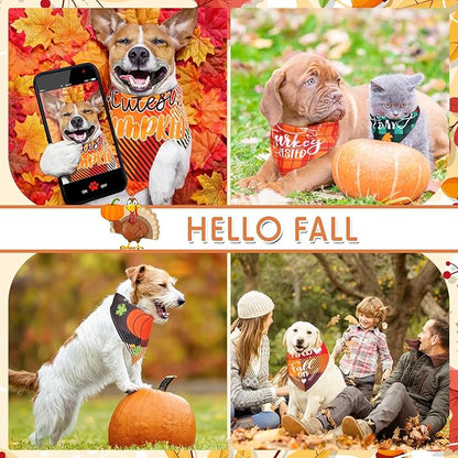 Sweetude 100 Pcs Fall Dog Bandanas Bulk Plaid Bandanas for Dog Autumn Thanksgiving Pet Scarf Bibs Adjustable Triangle Kerchief Grooming Supplies Pet Costume for Small Medium Large