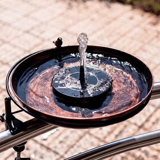 DREAMSOUL Deck Mounted Bird Bath Metal Birdbath Bowl Unheated with Lightweight Detachable, Bird Baths with Adjustable Sturdy Steel Clamp for Deck Railing Balcony Yard Garden Decoration