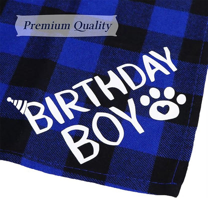 STMK Dog Birthday Party Supplies, Multi Size Dog Birthday Hat with Numbers Bandana Bow Tie for Small Dogs Pets (Blue, Small)
