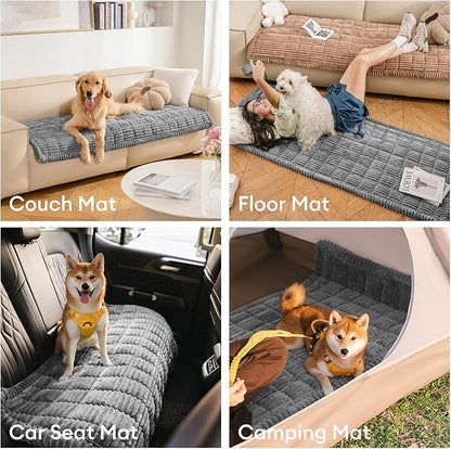 FUNNY FUZZY Pet Couch Covers for Sofa, Washable Dog Couch Cover Protector for Dogs, Flannel Couch Covers for Dogs Pet Friendly Pets Mat Bed Sofa Cover (Blue-Grey, 27.6"×82.7")