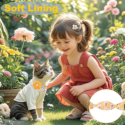 Cat Collar, HYQHYX Breakaway Kitten Collar with Flower,Rhinestone Kitty Collar with Bell, Floral Pet Collar with Safety Buckle for Cats and Puppy Dog