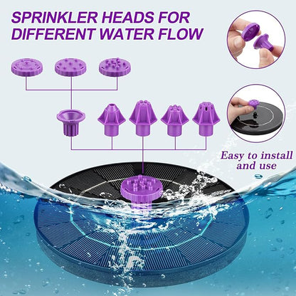 3.5W Solar Bird Bath Fountain Pump, Solar Powered Water Pump, Outdoor Water Fountain with 8-in-1 Nozzles, 4 Fixed Pipes for Hummingbirds, Garden, Pool, Pond