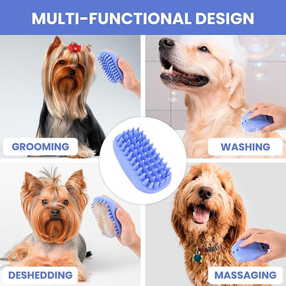 Dog Grooming Bath Brush, Pet Rubber Brush for Shower Scrubbing & Soothing Massage, Ideal for Long & Short Haired Dogs and Cats, Essential Puppy Grooming Accessories, 2 Pack [We Love Doodles]