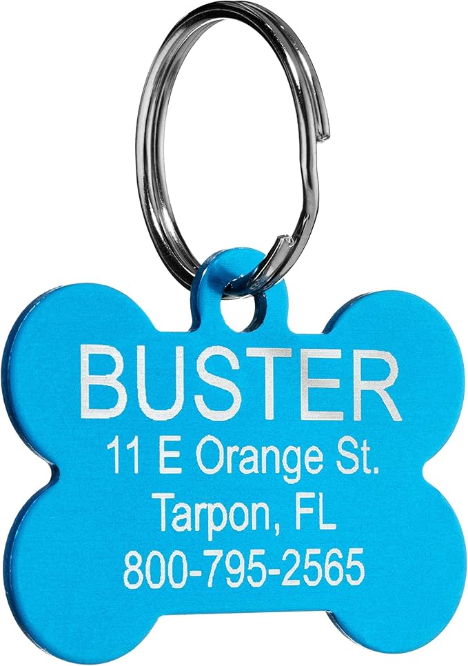 Providence Engraving Pet ID Tags in 8 Shapes, 9 Colors, and Two Sizes - Personalized Dog and Cat Tags with 4 Lines of Customizable Text