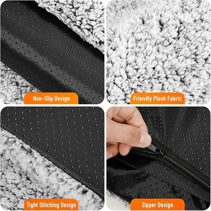 Self Warming Cat Bed, Heated Cat Bed, 2.0 Upgraded Thermal Foil Heating Pad, Plush Self-Heating Pet Mat for Crate, Floor, with Removable Washable Cover, Non-Slip, 15"x19"