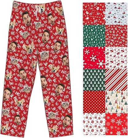 Custom Pajamas Pants Plaid Personalized Funny PJ Pant Design with Face Pajama for Men Women Dog Pet