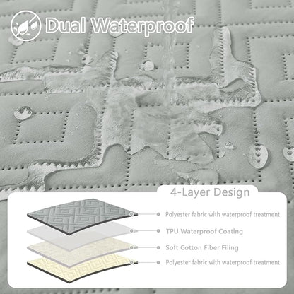 hyha Waterproof Dog Blanket, Soft Dog Bed Cover Pet Blankets, Waterproof Sofa Couch Cover for Dogs Washable, Reversible Pet Couch Covers for Sofa Furniture (52x82 Inch, Grey/Beige)