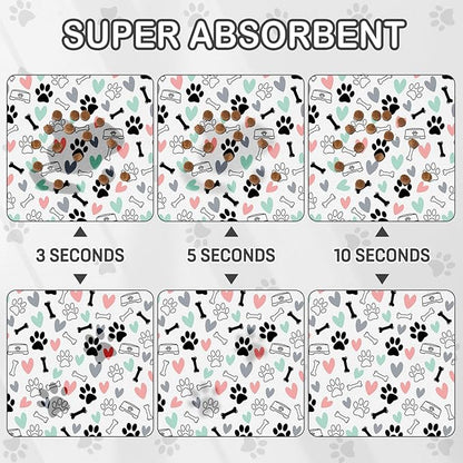 Dog Food Mat for Pet Cat Food Mat, Paws Absorbent Quick Dry Dog Bowl Mats for Food and Water, Non-Slip Cat Pet Feeding Mats for Floor Placemats 12"x20"