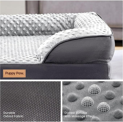 Dog Bed for Small and Medium Dogs & Cats, Waterproof Lining for Indoor Outdoor in-Car Use Removable Washable Cover with Zipper Up to 50lb, 28"x23"x7"