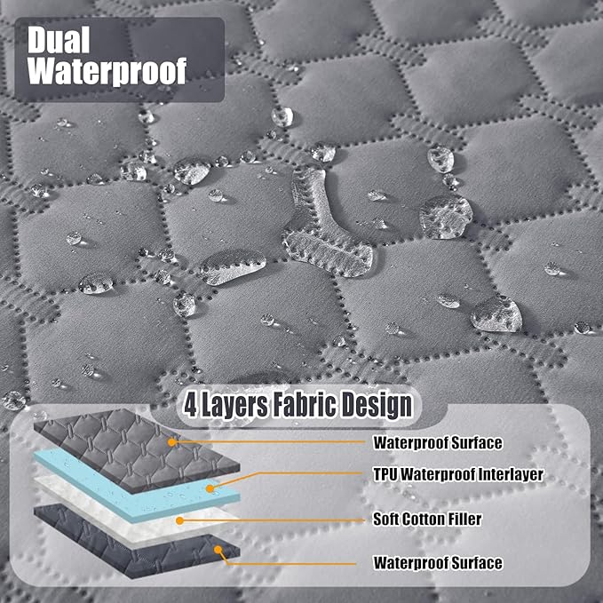 Smiry Waterproof Dog Bed Cover Blanket, Soft Reversible Pet Blanket, Washable Leakproof Cats Dogs Couch Cover for Sofa, Couch, Furniture (40x50 Inch, Grey/Dark Grey)