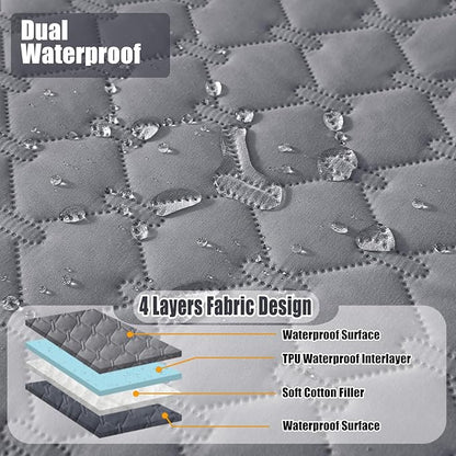 Smiry Waterproof Dog Bed Cover Blanket, Soft Reversible Pet Blanket, Washable Leakproof Cats Dogs Couch Cover for Sofa, Couch, Furniture (68x82 Inch, Grey/Dark Grey)