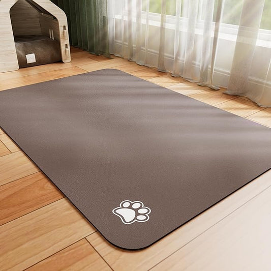 Dog Food Mat - Absorbent Cat Mat for Food and Water, No Stains Pet Feeding Bowl Mat, Easy to Clean Pet Placemats, Quick Dry Dog Water Dispenser Mat for Messy Drinkers | Paw Brown 18"x 28"