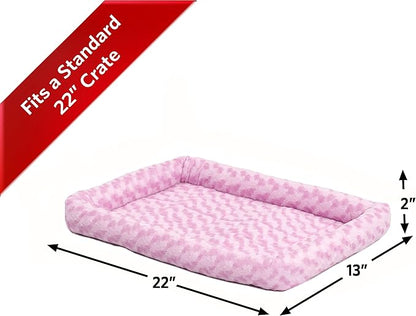 MidWest Homes for Pets QuietTime Fashion XS Dog Bed – Pink Faux Fur Bolster, Ultra-Soft and Machine Washable, Fits 22-Inch Crates and Carriers, for Small Dogs and Cats