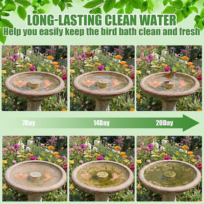 4 Pack Bird Bath Copper Disk Bird Bath Purification Disk with Triple-Point Support 99.99% Pure Copper Water Cleaner for Outside Bowl, Physical Safe Clean Water(Bee)