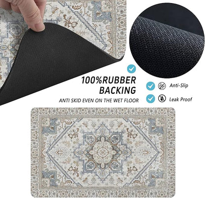 Dog Food Mats for Floors, Absorbent and Quick-Drying Pet Cat Food Mat,Anti-Fouling and Easy-to-Clean Pet Feeding Mat,Dog Bowl Mat for Messy Drinking Water Bowls.17 x32, Bohemia Style