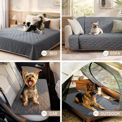 Luciphia 100% Waterproof Couch Cover Blanket for Dogs Anti-Slip Pet Couch Protector Sofa Mat Puppy Cat Blanket with Non-Slip Bottom, Grey, 82x82 Inch