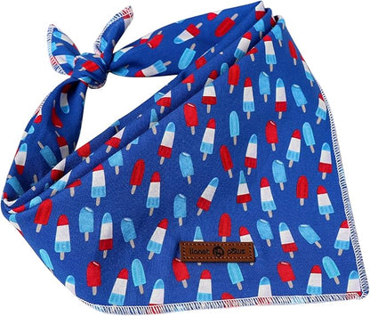 lionet paws Patriotic 4th of July Dog Bandana Summer Popsicle for Small Medium Large Dogs, Cat Dog Kerchief Triangle Bibs Scarf for Male Female