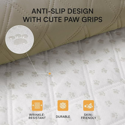 Luciphia 100% Waterproof Couch Cover Blanket for Dogs Anti-Slip Pet Couch Protector Sofa Mat Puppy Cat Blanket with Non-Slip Bottom, Taupe White, 40x50 Inch