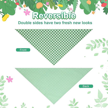 Dog Bandana Green Small 1PCS, Summer Spring Scarf for Boy and Girl, Durable Triangle Reversible Bibs Handkerchief for Puppy Pet