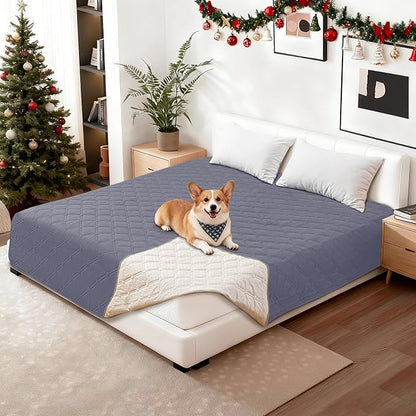 Waterproof Dog Bed Cover Pet Blanket, Soft Couch Cover for Dogs Washable, Non-Slip Dog Blanket Protect Furniture Couch Sofa Car for Puppy Large Dogs Cat (30x70 Inch, Grey Blue)
