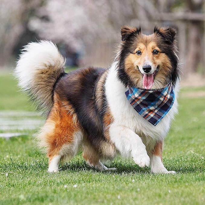 8 Pack Triangle Dog Bandanas, Reversible Plaid Painting Bibs Scarf Large Dog Bandanas Boy Girl, Washable and Adjustable Kerchief Set for Small to Large Dogs Cats Pets(Size XL)